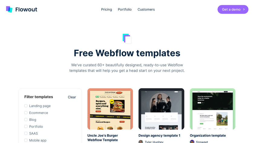 Webflow Template Library Landing Page