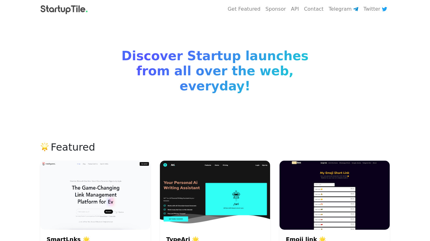 StartupTile Landing page
