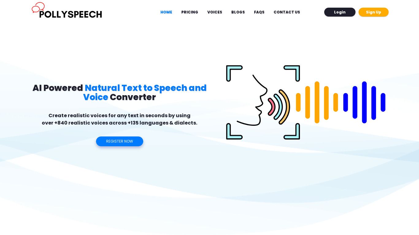 Polly Text To Speech Landing page