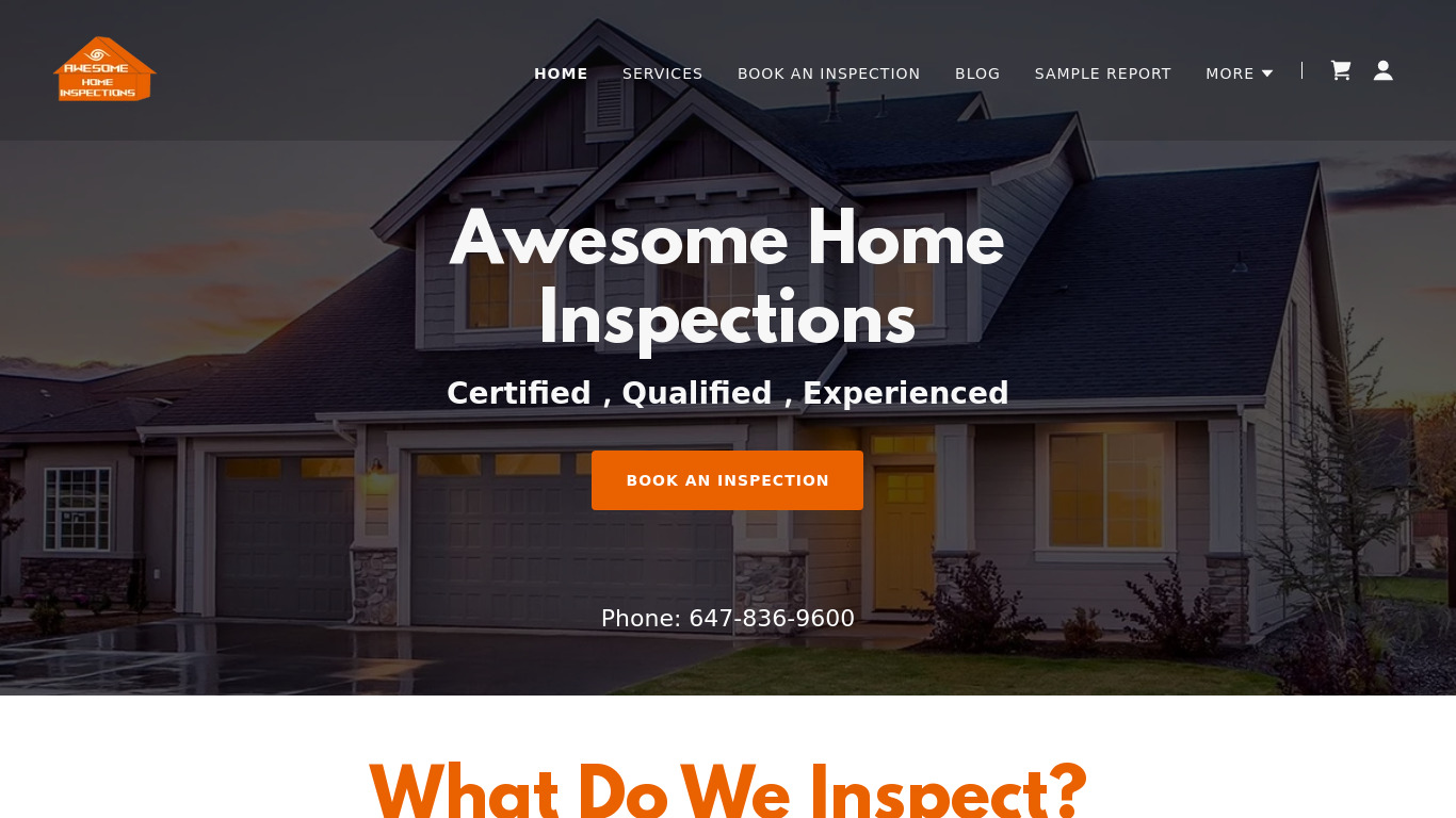 AwesomeHomeInspections.ca Landing page