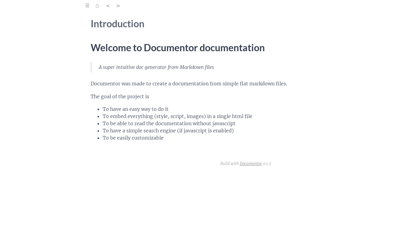 Documentor (BafS) Landing page