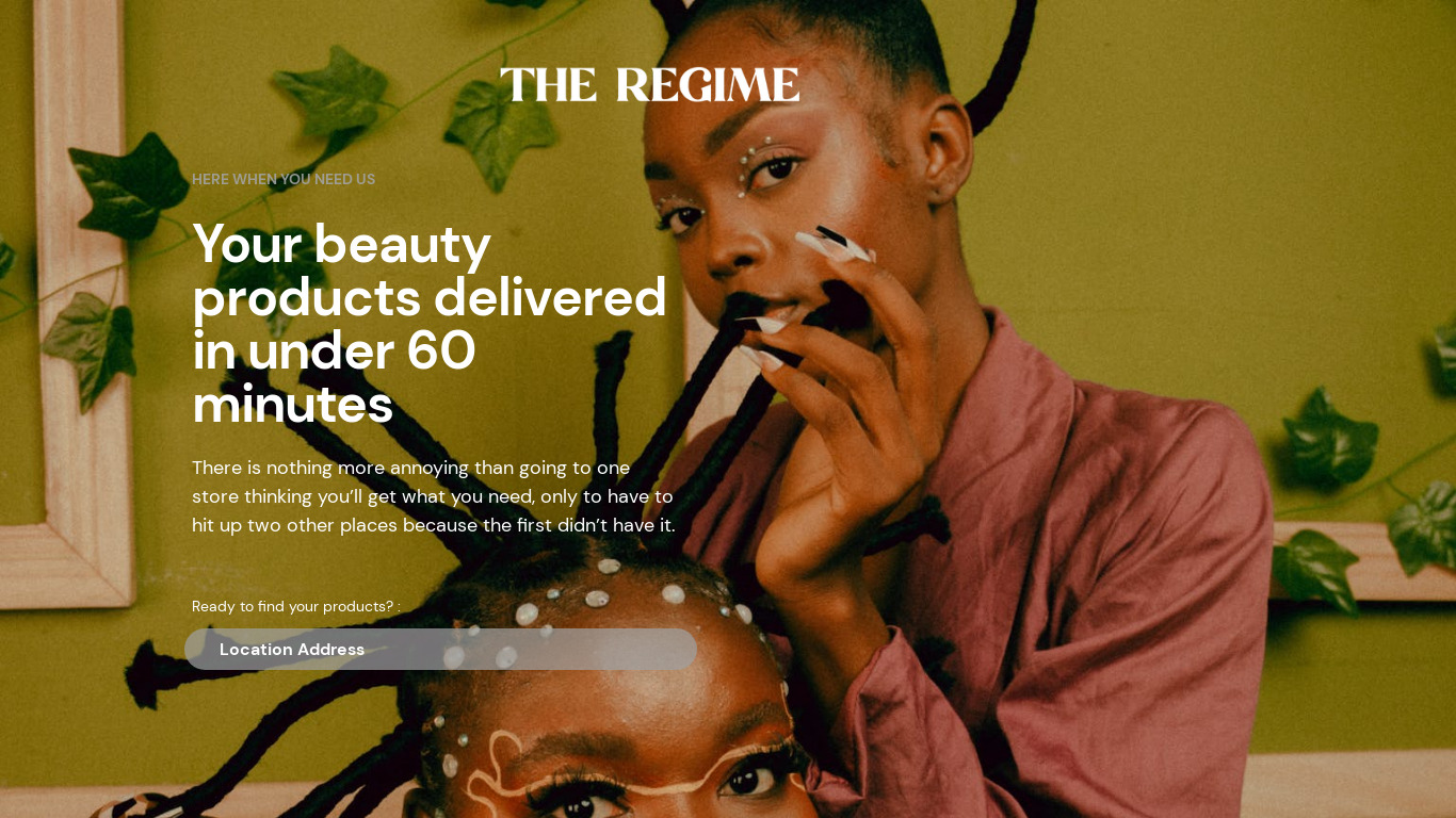The Regime Beauty Landing page