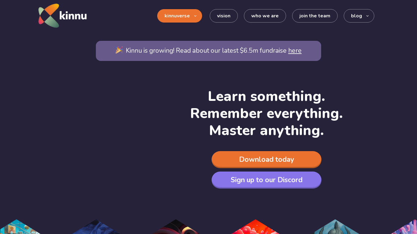 Kinnu: Superpower learning Landing page