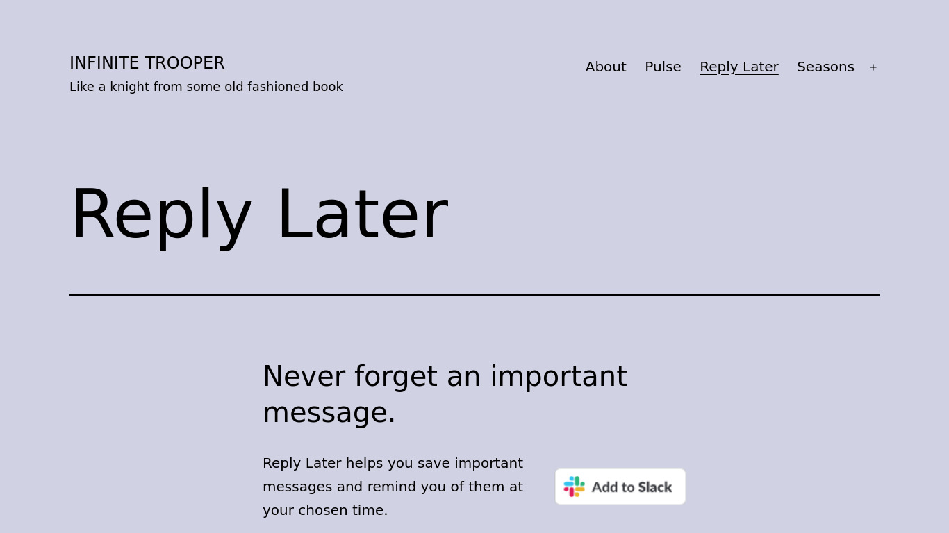 Reply Later Landing page