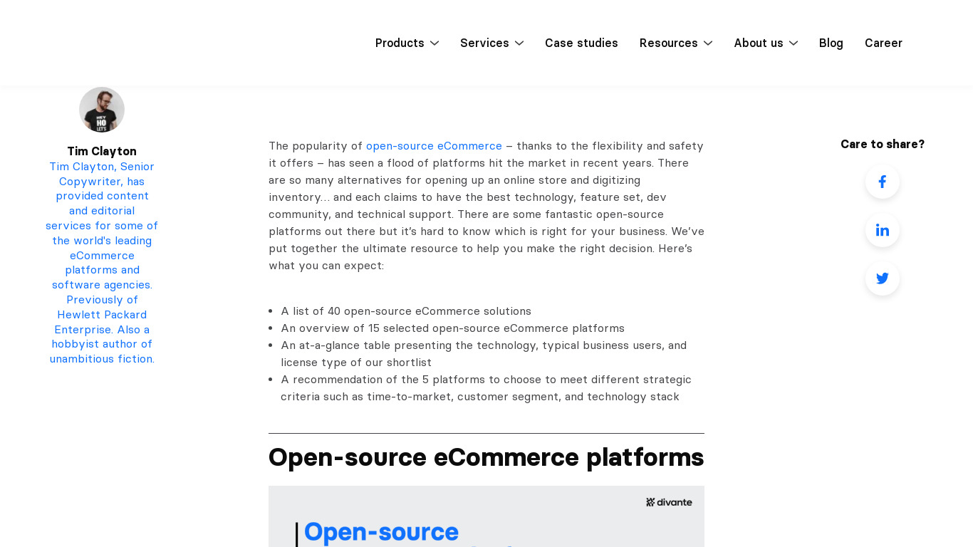 Open Source eCommerce Platforms List Landing page