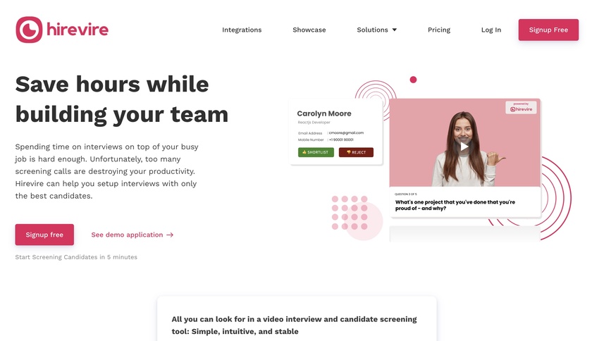 Hirevire Landing Page