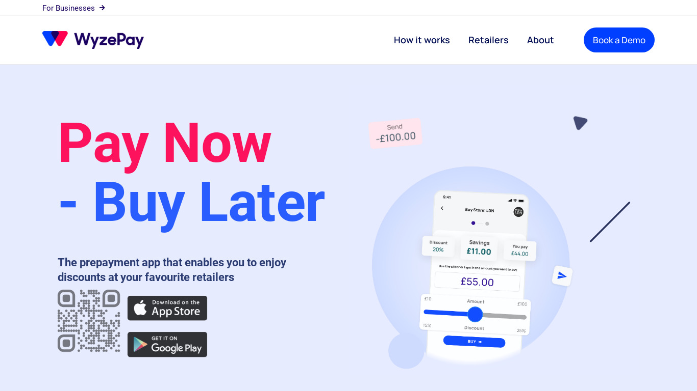 WyzePay Landing page