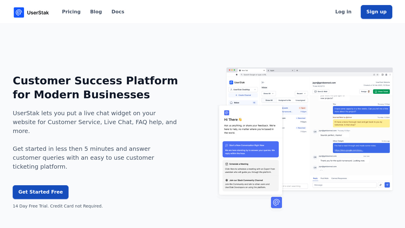 UserStak Landing page