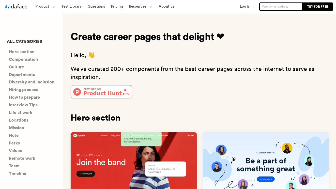 Best career pages Landing page