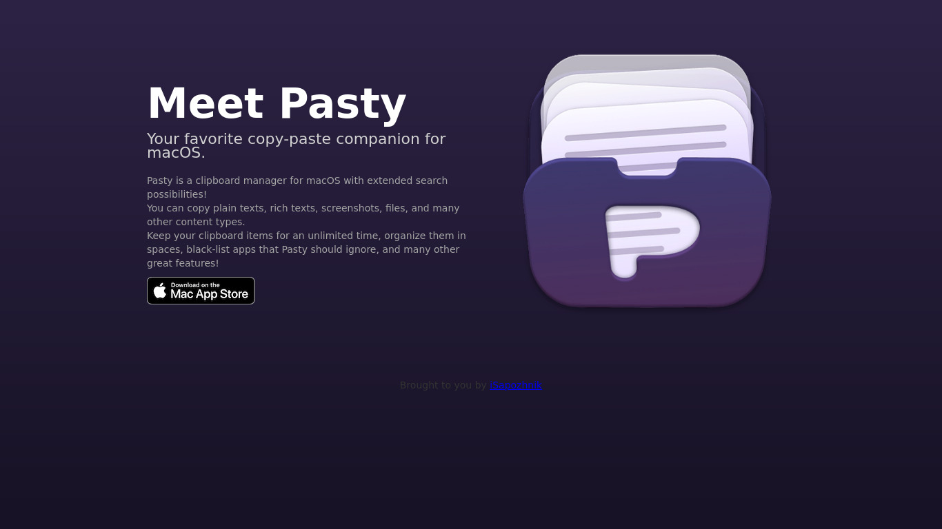 Pasty Landing page