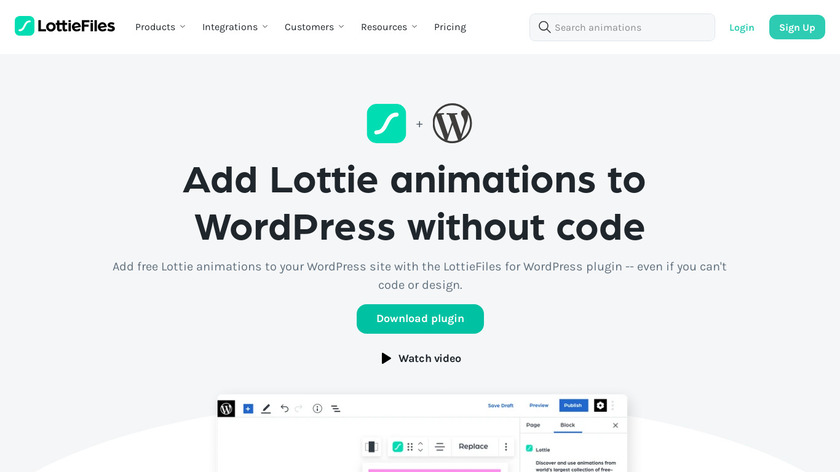 LottieFiles for WordPress Landing Page