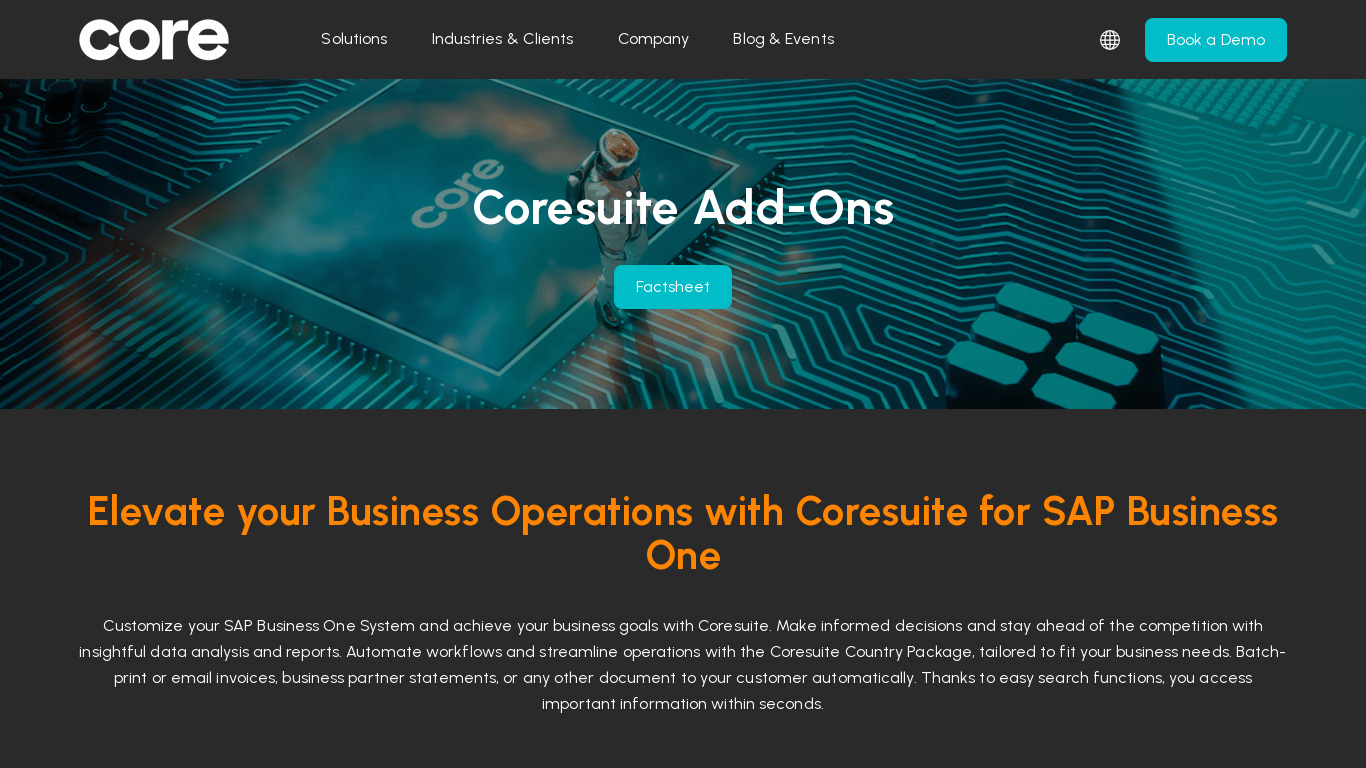 CoreSuite Landing page