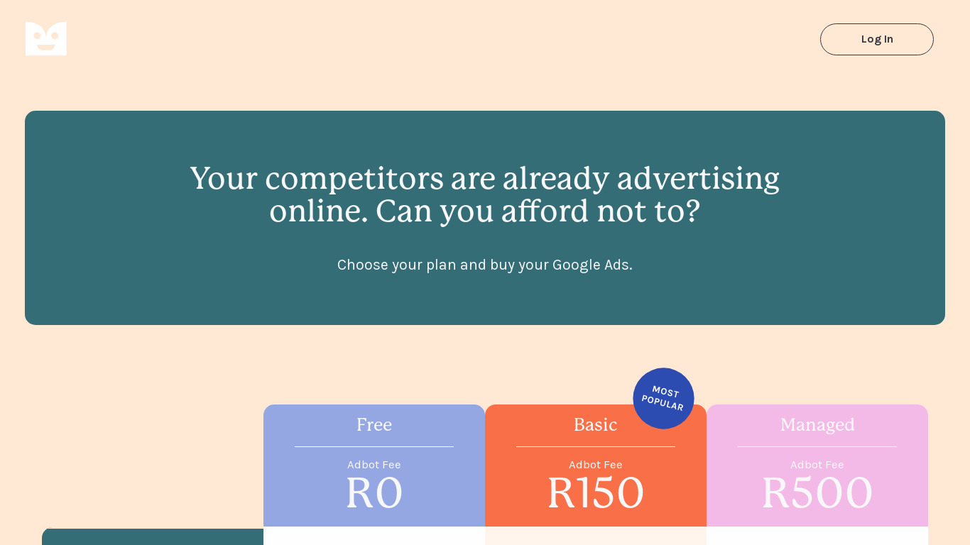 Adbot Landing page