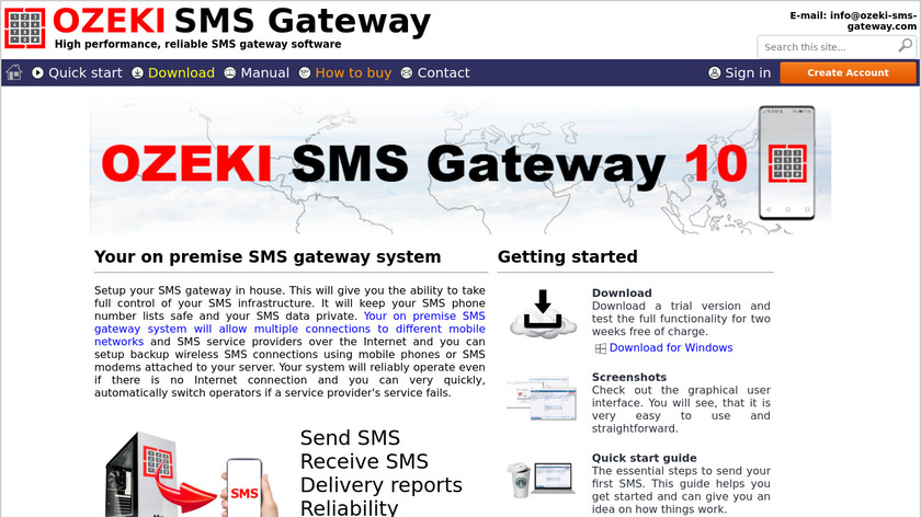 Ozeki SMS Gateway Landing Page