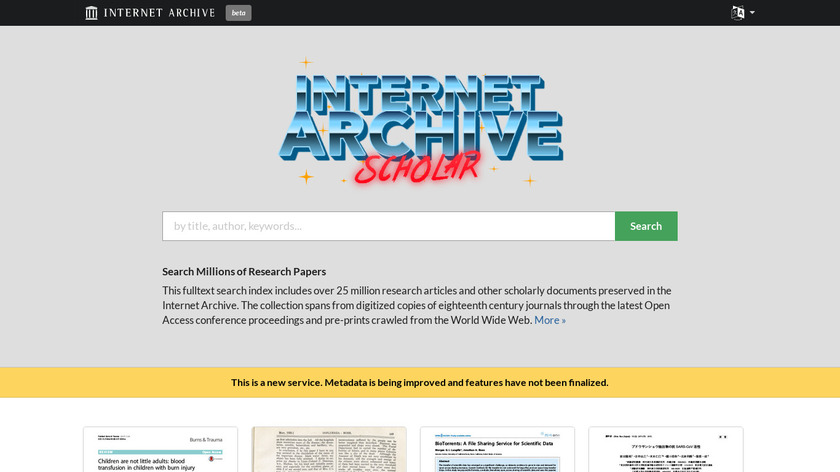 Internet Archive Scholar Landing Page