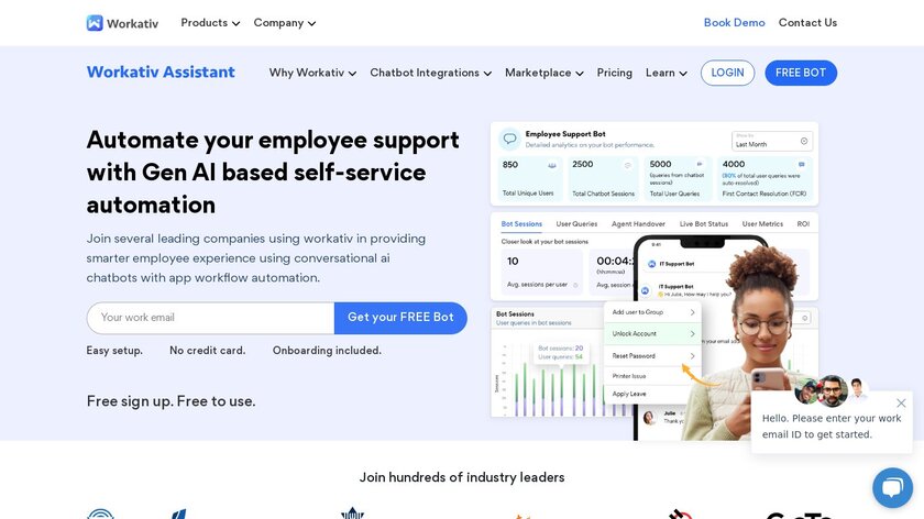 Workativ Assistant Landing Page