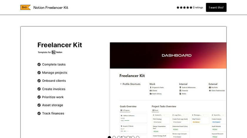 Freelancer Kit (Notion Template) Landing Page