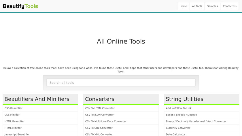 BeautifyTools Landing Page