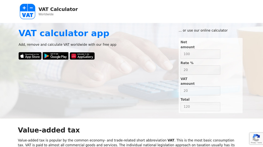VAT Calculator App Landing Page
