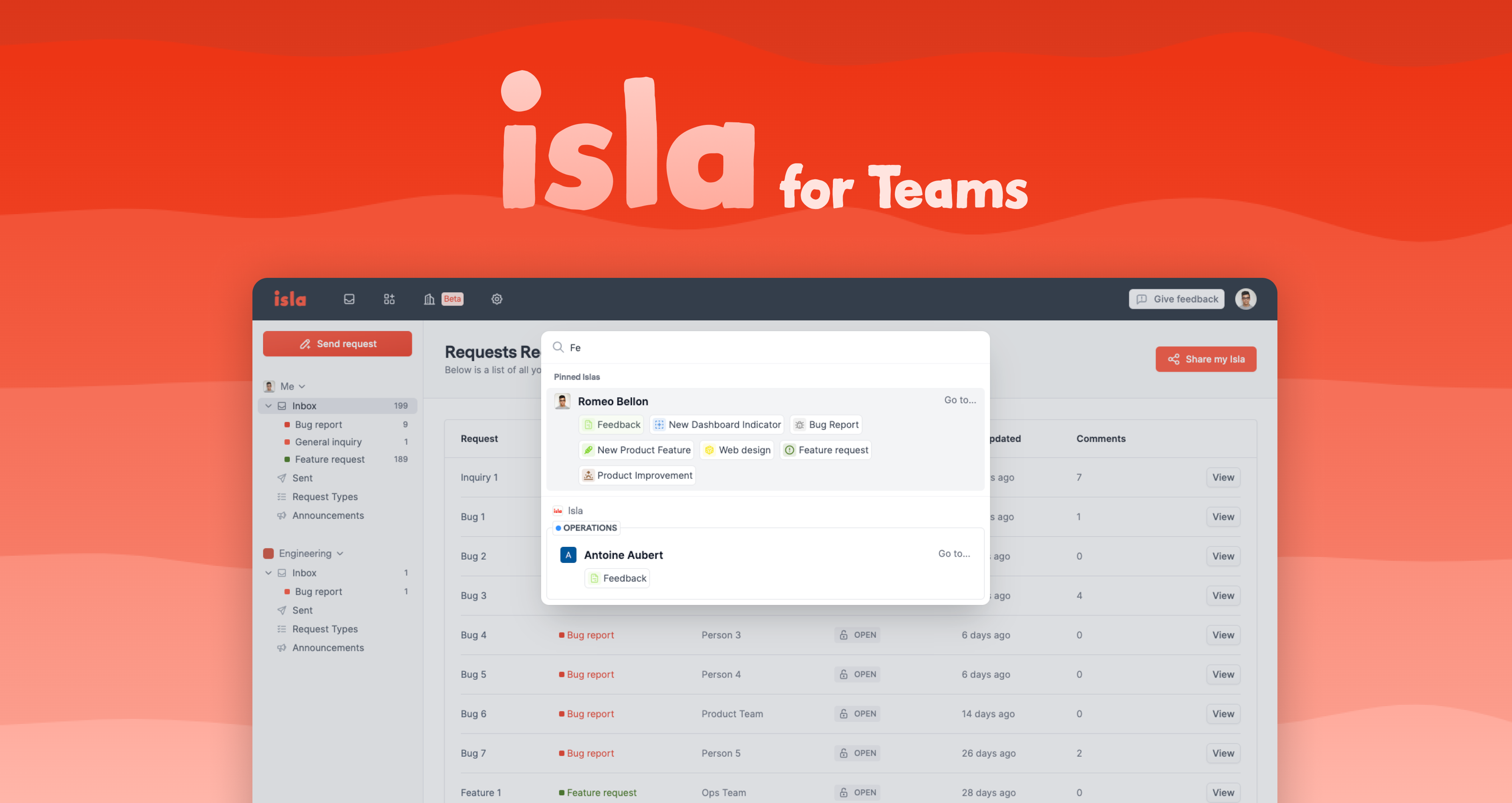 Isla: End interruptions at work Landing page