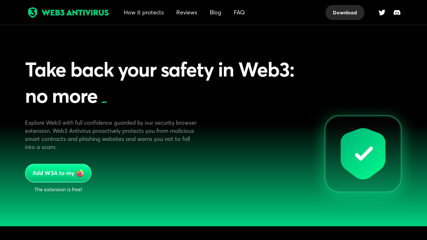 Web3Antivirus.io Landing page
