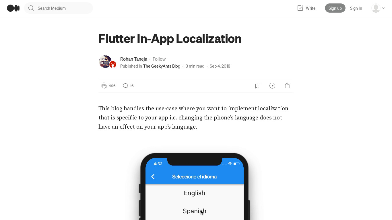 Flutter In-App Localization Landing page