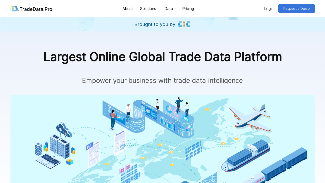 Trade Data Pro Landing page