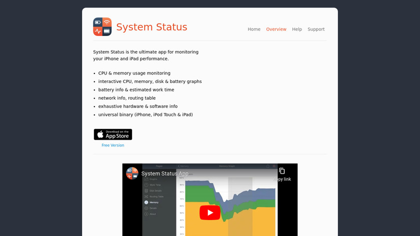 System Status Landing Page