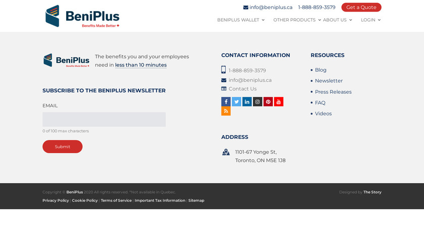 BeniPlus.ca Landing Page