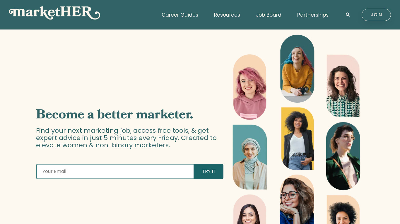 marketHER Landing page
