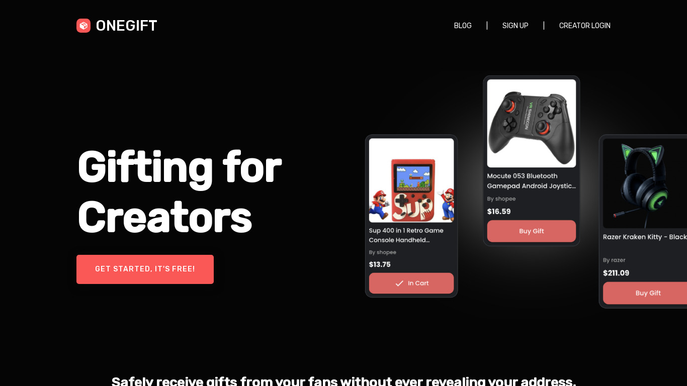OneGift Landing page