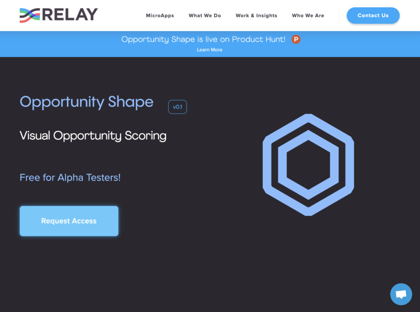Opportunity Shape by Relayco.io Landing Page