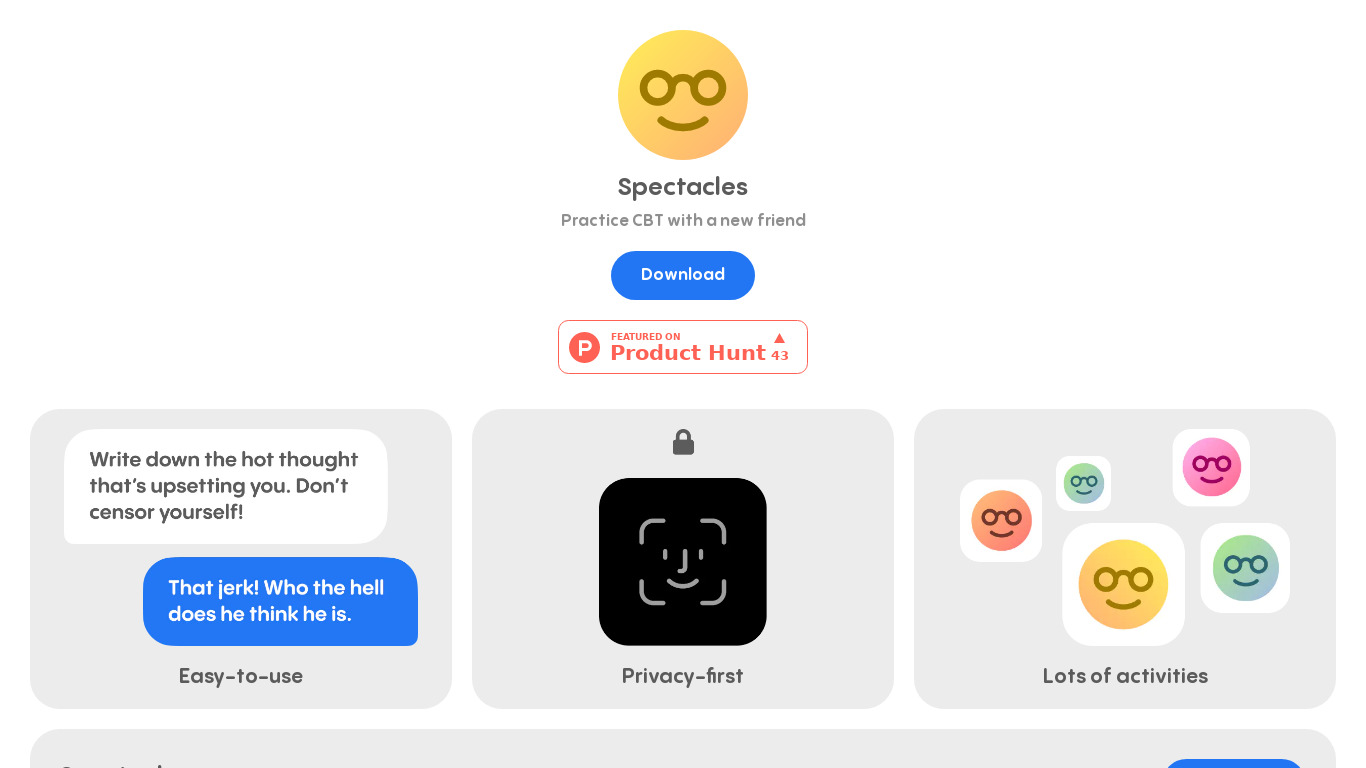 Spectacles: CBT Partner Landing page