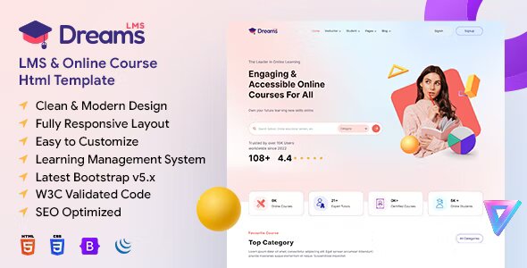 DreamsLMS Landing page