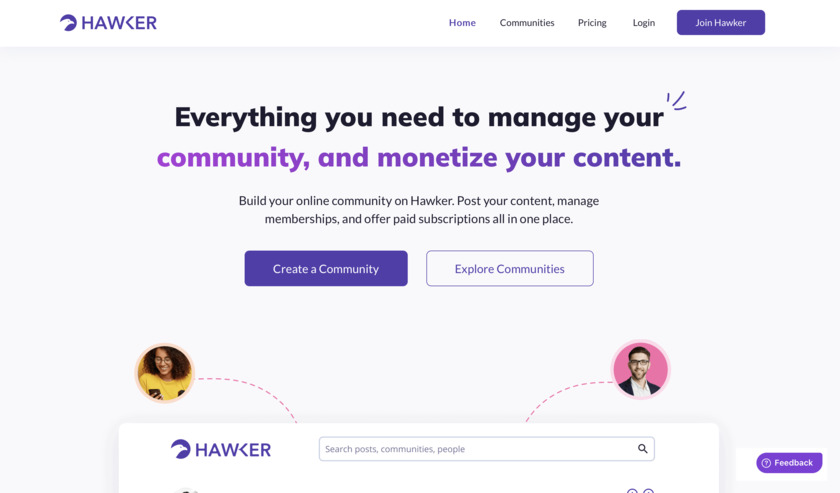 Hawker Landing Page