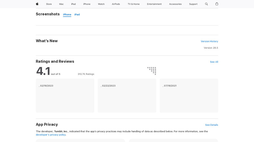 Tumblr 4.0 (iOS) Landing Page