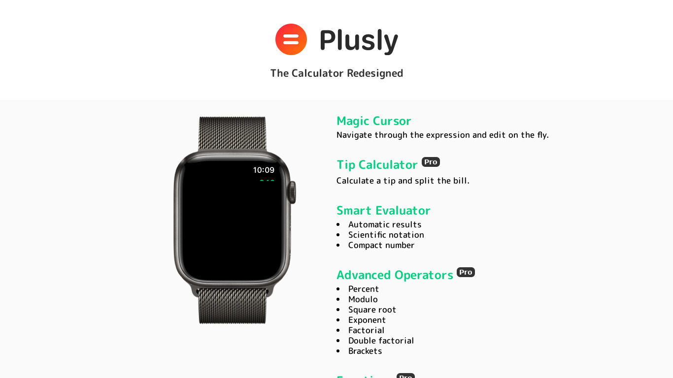 Plusly Calculator Landing page