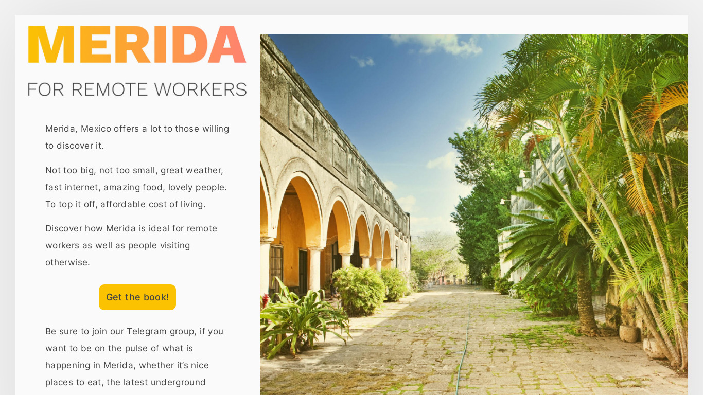 Merida for Remote Workers Landing page