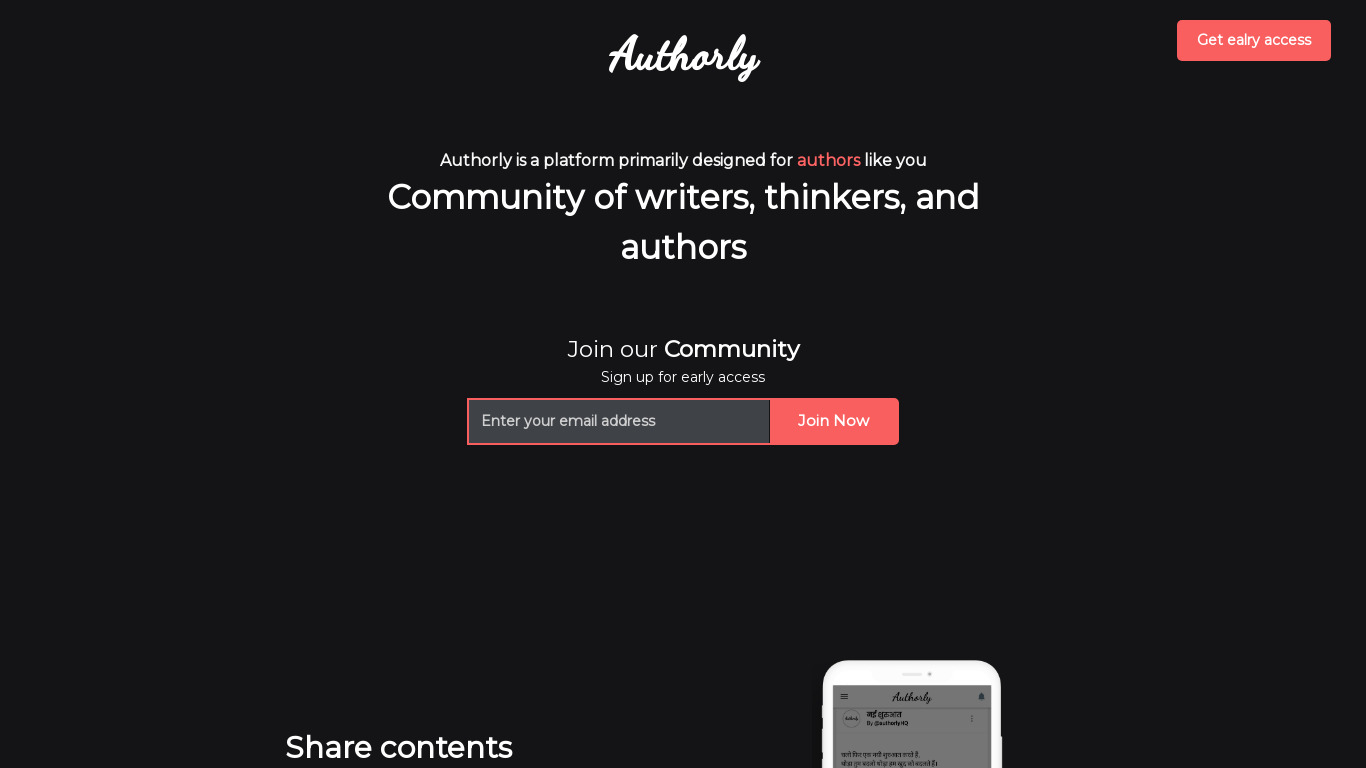 Authorly Landing page