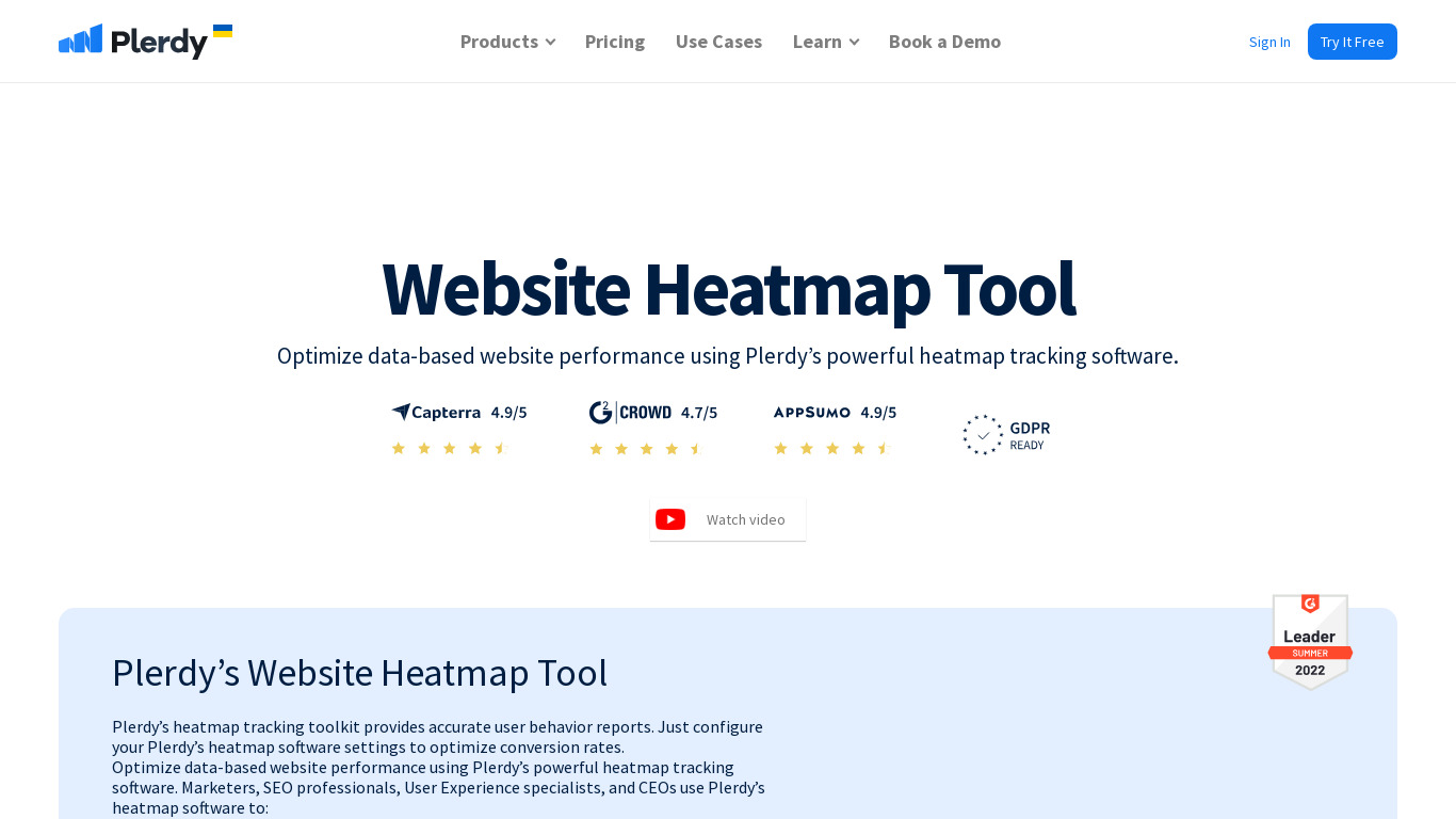 Plerdy Heatmap Landing page
