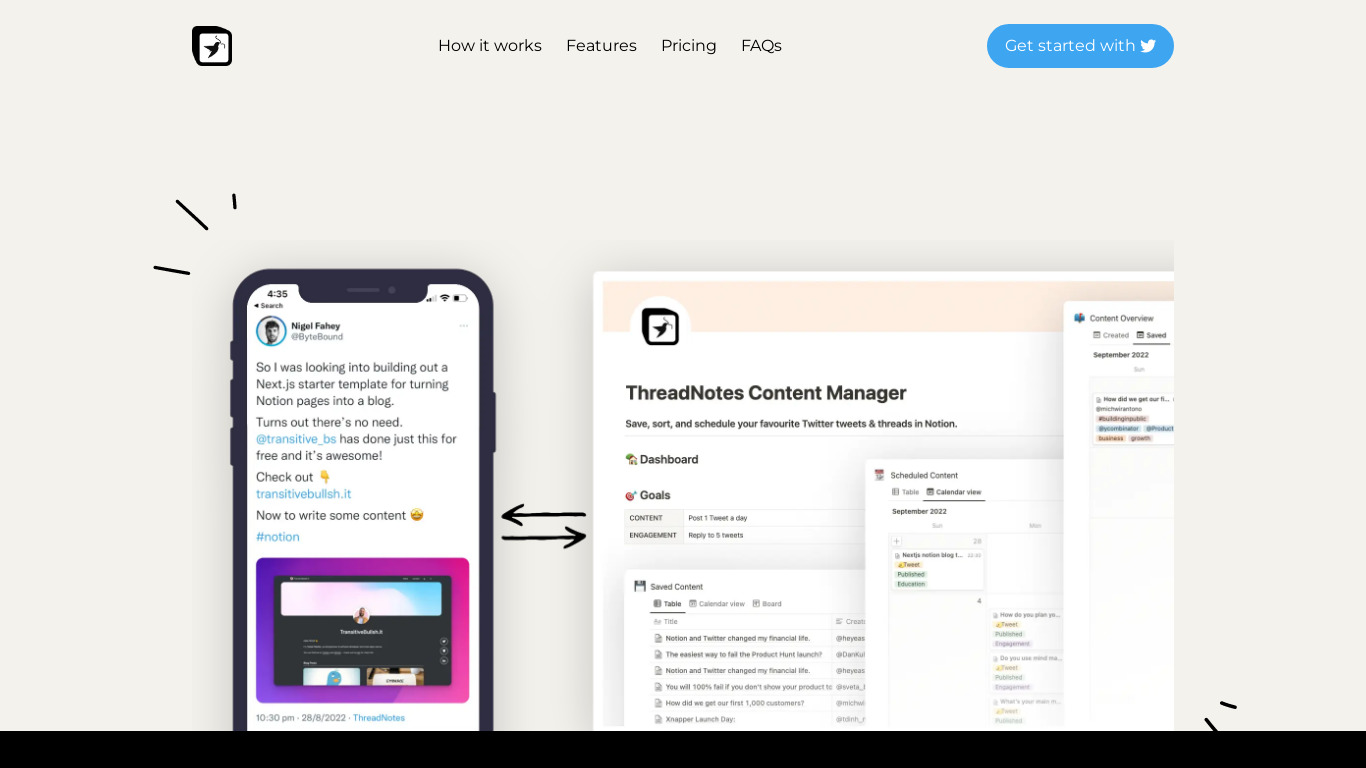 Thread Notes Landing page