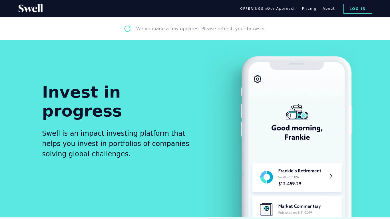 Swell Investing Landing page
