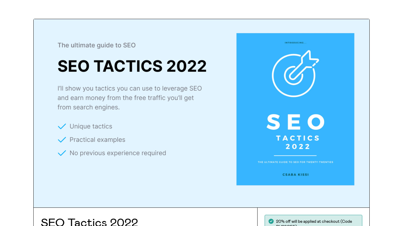 SEO Tactics 2022 Landing page