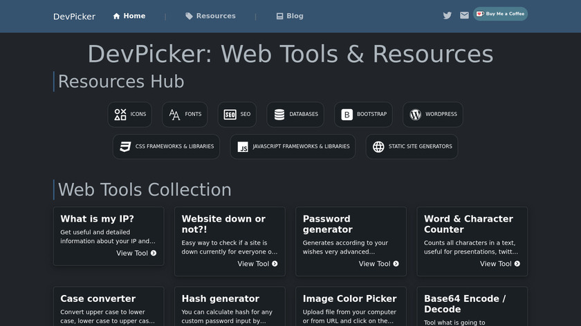 DevPicker Landing Page