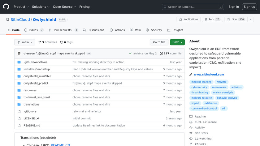Owlyshield Landing Page