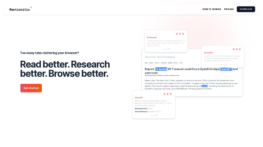 Mentionitis: No more tabs Landing Page