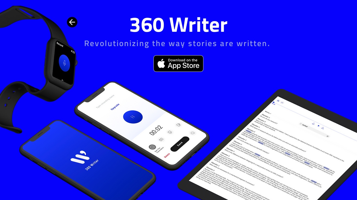 360 Writer Landing page