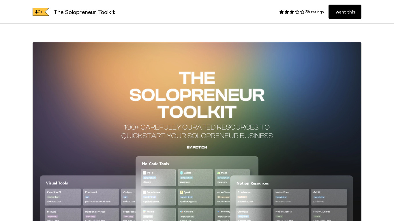 The Solopreneur Toolkit Landing page