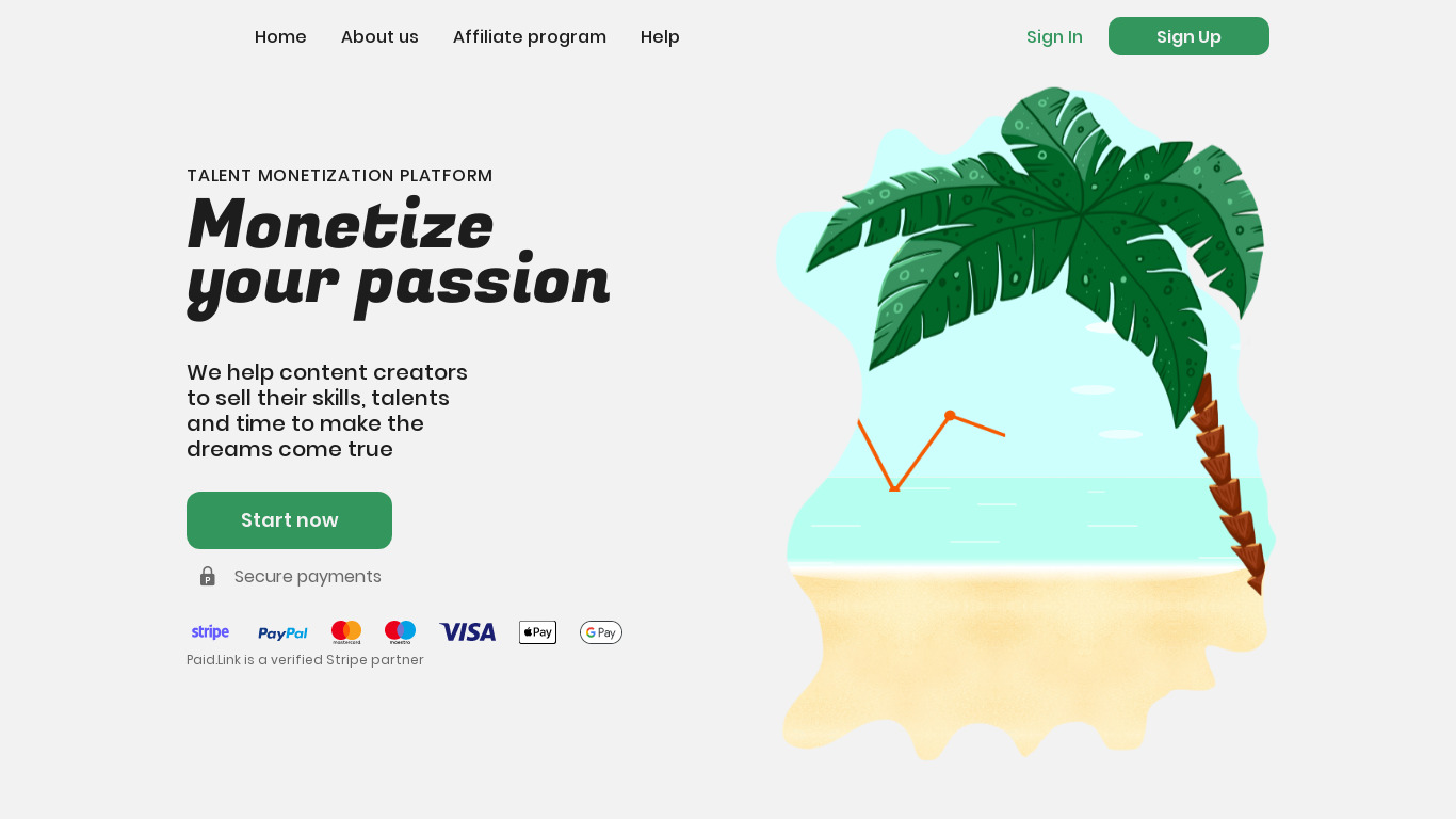 Paid.link Landing page