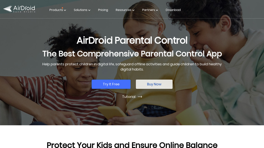 AirDroid Parental Control Landing Page